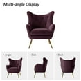 thumbnail image 5 of HULALA HOME Eusebio Modern Velvet  Accent Chair with Tufted Wingback for Living Room Set of 2 by  Wingback Chairs PURPLE, 5 of 5