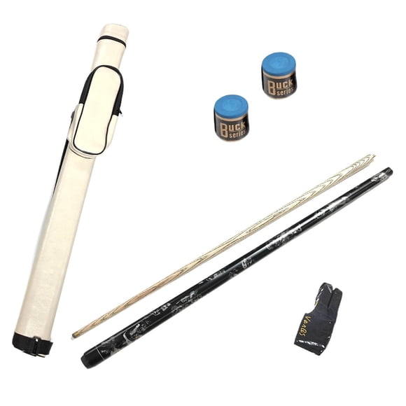 S SERENABLE Queue de Piscine Pointe Petite 10 mm Bois de Frêne Blanc avec Gant Queue de Snooker Bâton de Billard Noir Blanc