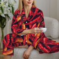 thumbnail image 6 of Pajama Sets for Women 2 Pcs, Chili Pepper water droplets Button Down Long Sleeve Sleepwear Lounge PJ Sets, 6 of 6
