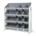 thumbnail image 3 of Your Zone White Kids Plastic Toy Storage Organizer with 12 Grey Colored Plastic Storage Bins, 3 of 12