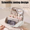 thumbnail image 6 of Standing Makeup Bag, Large Capacity Travel Cosmetic Organizer with Divided Compartments, Handheld Storage Case for Brushes Toiletries Beauty Essentials, Vanity Countertop and Trip Use, Beige, 6 of 6