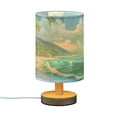thumbnail image 2 of Seagull Sea Wave Beach Bedside Desk Lamp LED Table Nightstand Lamps Warm Light Fabric Lampshade for Home Bedroom Office Living Room Decor, 2 of 7