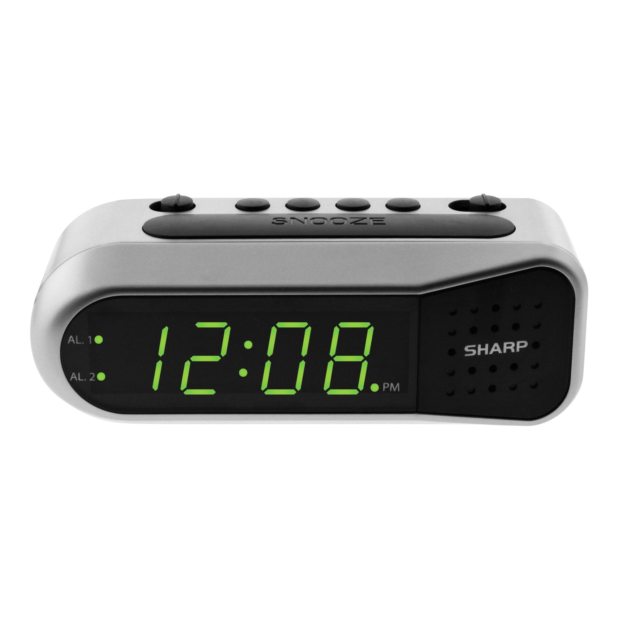 display in 2.3" High LED Digits Alarm Clock with 12 Daily Programmable Alarms