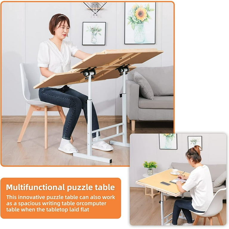 Puzzle Table with Legs Angle & Height Adjustable, Tilting Table with 4  Wheels for 1500 Piece