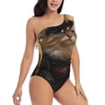 thumbnail image 3 of Honeii Lakeside Flower Field Cat for women's one-piece swimsuit featuring a chic one-shoulder design experience elegance and style in the water-Large, 3 of 6