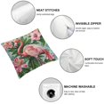 thumbnail image 4 of BCIIG Pillow Covers  Flamingo and Pink Flowers Green Geometric Pattern Pillow Cases Home Decor Throw Pillows   for Living Room Bedroom Couch Bed Sofa 12x12in, 4 of 5