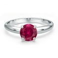 thumbnail image 3 of Gem Stone King 900 Platinum Red Created Ruby Engagement Ring for Women | 1.55 Cttw | Round 7MM | Gemstone July Birthstone | Size 7, 3 of 6