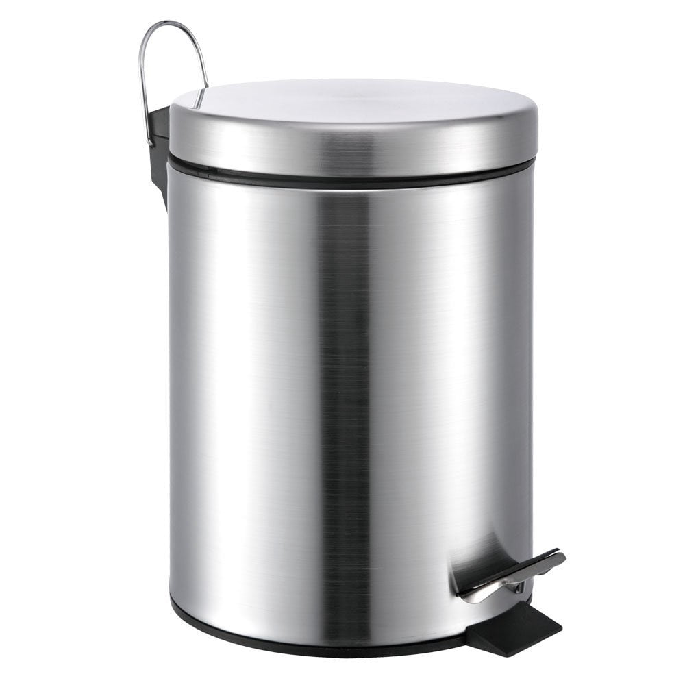 Neat-O 5 Liter/1.3 Gallon Small Round Stainless Steel Step Trash Can Small Stainless Steel Bathroom Trash Can