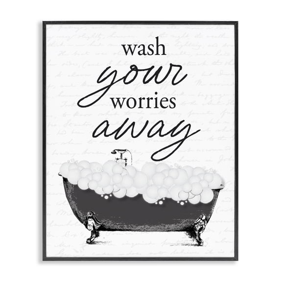 Bubble Bath Wash Worries Black Framed Giclee Art, design by Lettered and Lined