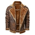 thumbnail image 2 of Men's Faux Leather Jacket Sherpa Aviator Bomber Jacket, 2 of 5