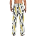 thumbnail image 3 of Black and Yellow Feathers Men's Pajama Pants Lightweight Sleepwear Bottom Lounge Pants, 3 of 6