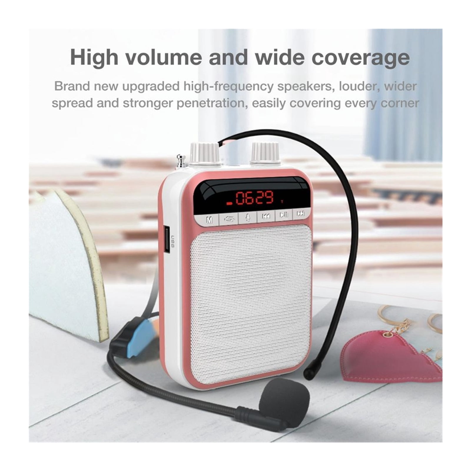 Megaphone Voice Amplifier Radio With Wired Mic Headset Belt Loudspeaker Amplificador De Voz Blue-tooth Audio Speakers ,Easy to Operate