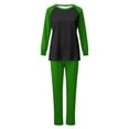 thumbnail image 5 of Conjunto de pijama de manga larga y pantalones para mujer, blusa de color liso, camisa y pantalones de poliéster, para Navidad, 5 of 5