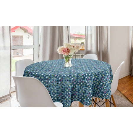 

Abstract Round Tablecloth Vibrant Mosaic Tiles Geometric Forms Maze Moroccan Turkish Tribal Circle Table Cloth Cover for Dining Room Kitchen Decor 60 Multicolor by Ambesonne