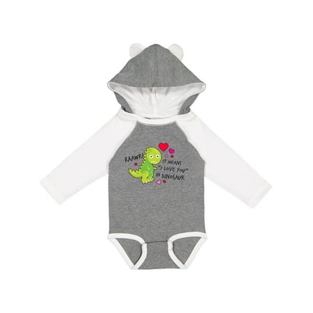 

Inktastic I love you in Dinosaur! RAAWR with Hearts Gift Baby Boy or Baby Girl Long Sleeve Bodysuit