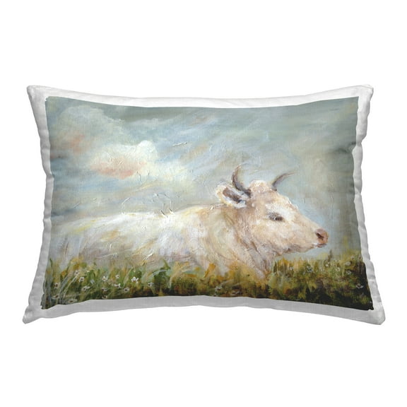 Stupell Industries Subtle Cattle Sun Bathing Decorative Printed Throw Pillow Design by Amanda Hilburn.