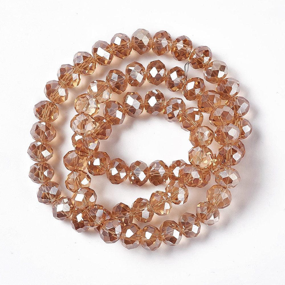 10strands Handmade Glass Beads Faceted Rondelle Camel 10x7mm Hole: 1mm about 70~72pcs/strand