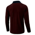 thumbnail image 4 of Iugvhana Men's Classic Button Down Polo Shirt Casual Long Sleeve Pullover Shirts Turndown Collar Slim Fit T-Shirt Top Wine M, 4 of 6