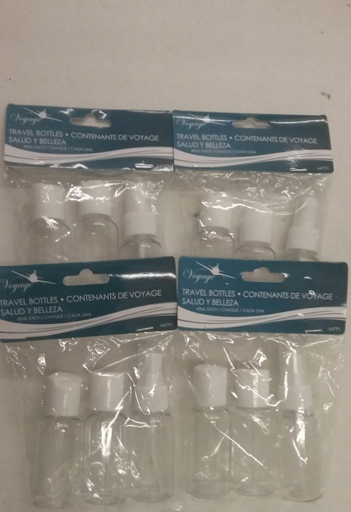 Lot of 12 Travel Bottles Clear Plastic Carry On Containers TSA 1.5oz