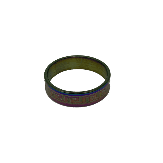 Greek Key Titanium Multicolor Ring (Oil Slick) (ONE Piece) /155 (6.5 (17))