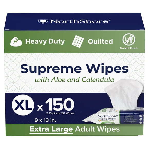 Toallitas NorthShore Supreme XL 23 x 33 cm, 150 unidades, paquete de 3