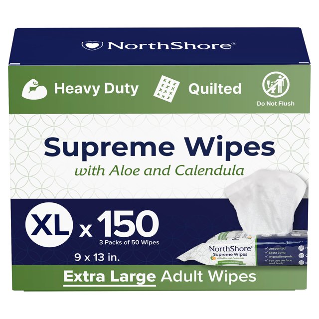 Toallitas NorthShore Supreme XL 23 x 33 cm, 150 unidades, paquete de 3