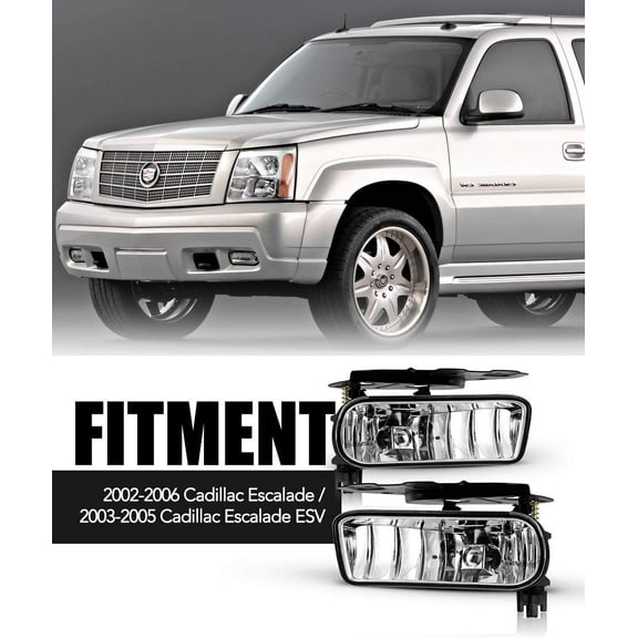Winjet Halogen Clear Lens Fog Lights Pair Set for 2002-2006 Cadillac Escalade,2003-2005 Cadillac Escalade ESV