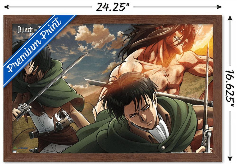 Attack on Titan: Season 2 - Trio Wall Poster, 14.725" x 22.375", Framed