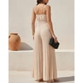 thumbnail image 4 of CHICME Jumpsuits for Women V Neck Spaghetti Strap Wide Leg Pleated Pants Summer Cami Overalls Apricot-L, 4 of 9