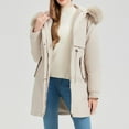 thumbnail image 6 of Fnooota Womens Parkas with Hood, Warm Mid-length Full Zip Drawstring Winter Coats for Women Beige Size M-3XL, 6 of 7