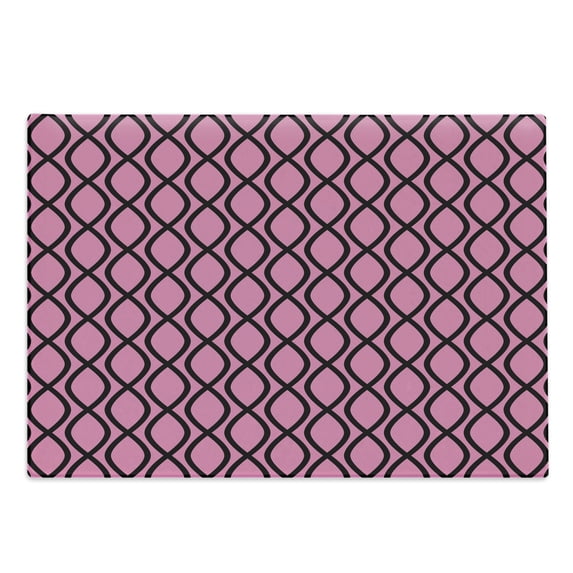 Hot Pink Cutting Board, Vertical Wavy Lines Tangled Stripes Curves Girlish Feminine Design Modern, Decorative Tempered Glass Cutting and Serving Board, Large Size, Pink Black, by Ambesonne