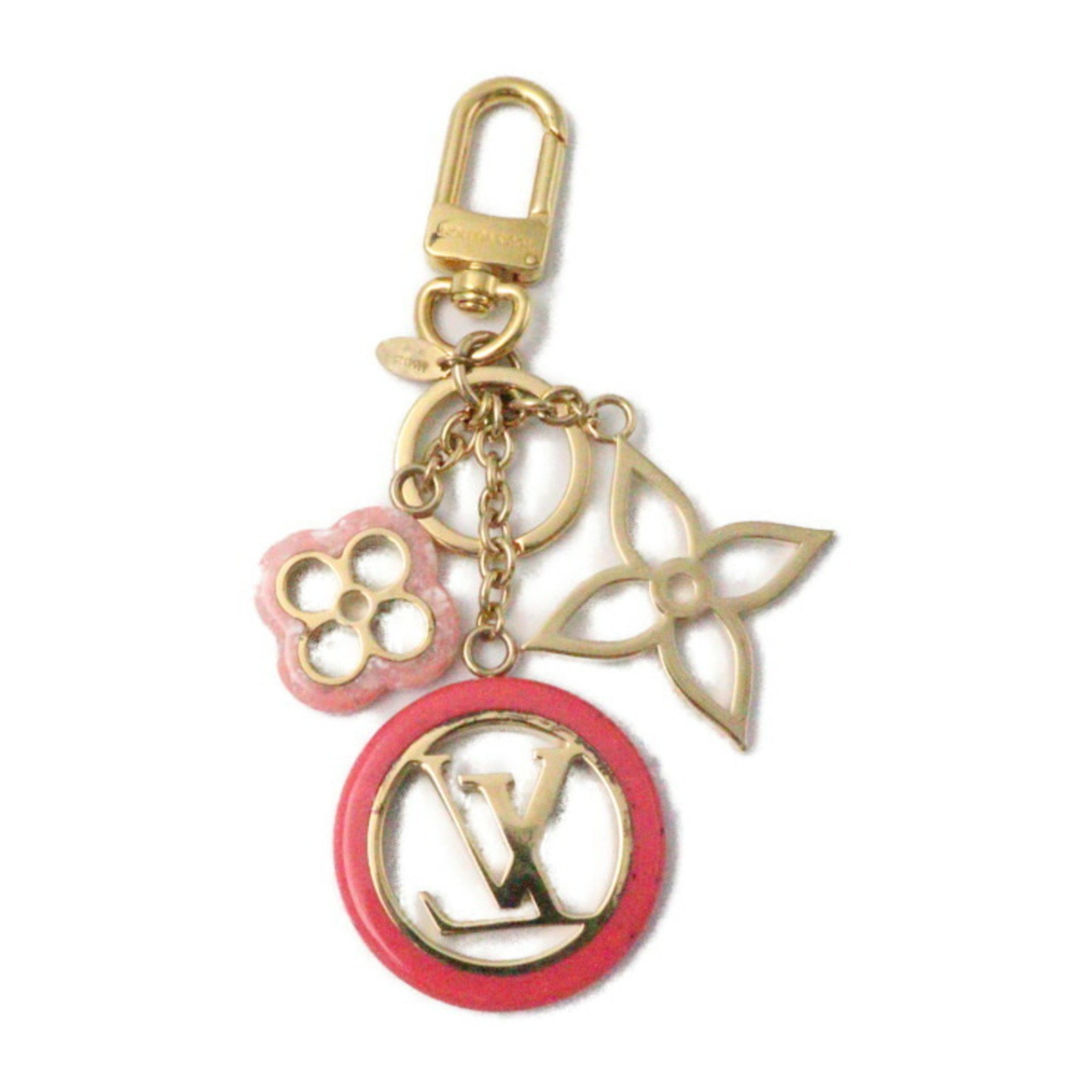 Authenticated Used LOUIS VUITTON Louis Vuitton Portocre Color Line Key  Holder M64525 Metal Resin Pink Gold Ring Bag Charm