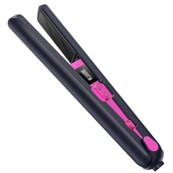 Cordless Flat Iron Hair Straightener-20 Million Anion Cordless Flat Iron Straightener with 1" Iron Ceramic Floating Plates,LCD Display,2 Hair Clips,Black,Pro Version