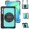 thumbnail image 1 of Case for Samsung Galaxy Tab S10 FE+ Plus 13.1 inch 2025 with Screen Protector, 360 Degree Rotating Kickstand Hand Strap Heavy Duty Shockproof Cover with Shoulder Strap, Sky Blue PC, 1 of 7