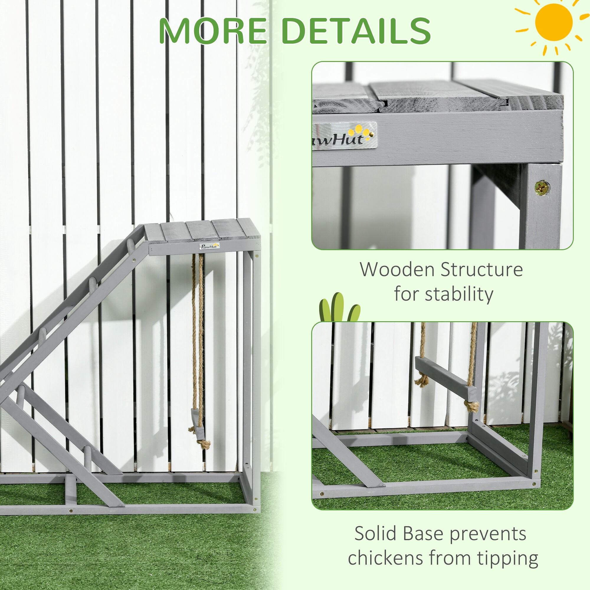 Orthopedic Dog Bed, PawHut Chicken Activity Play for Healthy & Happy Animals, Swing Set with Chicken Perches & Hen Ladder, Chicken Coop Toy, Gray, Gray Dog Bed,Wood Cat Bed