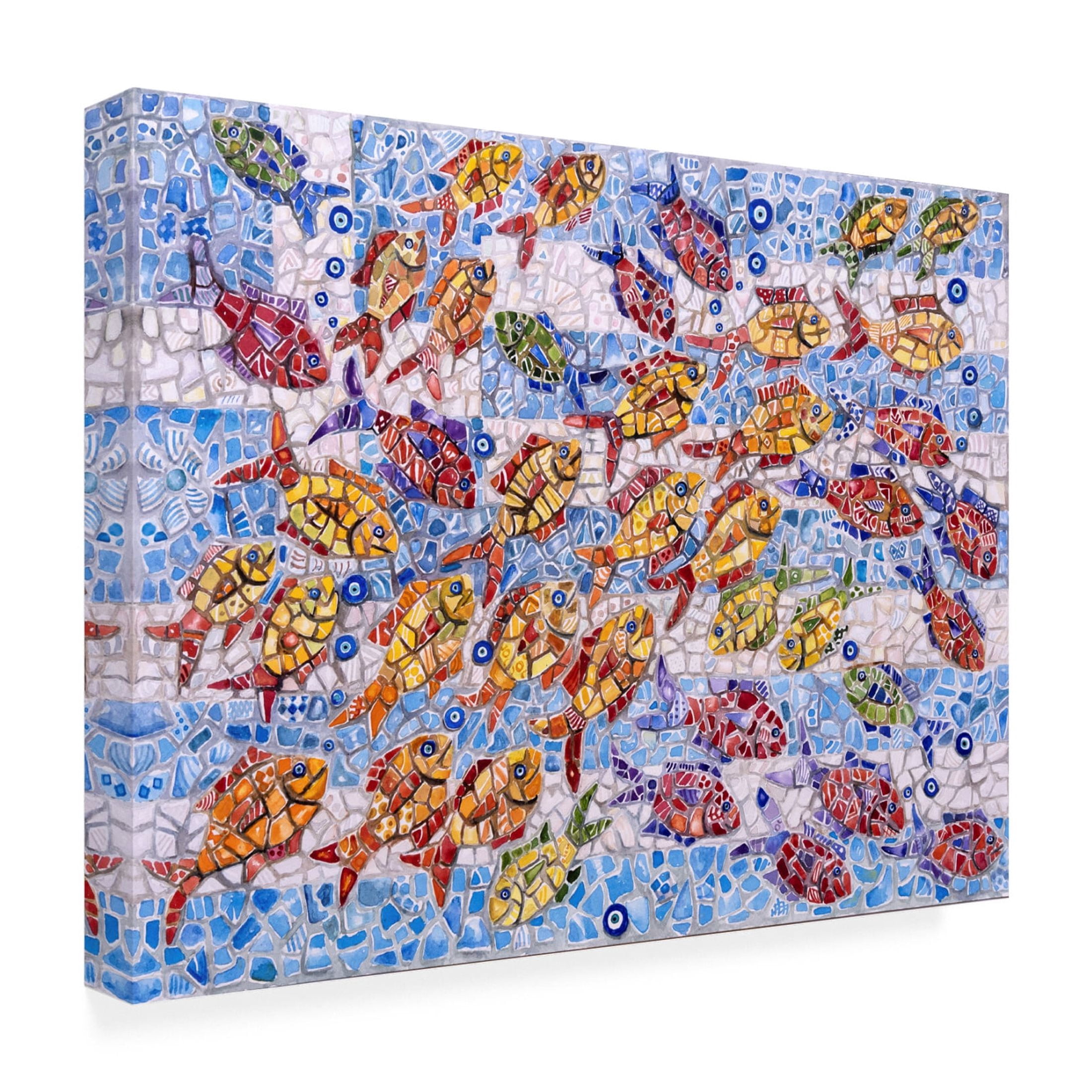 Canvas Wall Art - Charlsie Kelly 'Sardines for Greece' Wall Art for Living Room, Bedroom, or Office Décor by Trademark Fine Art - 32 x 24 Inches