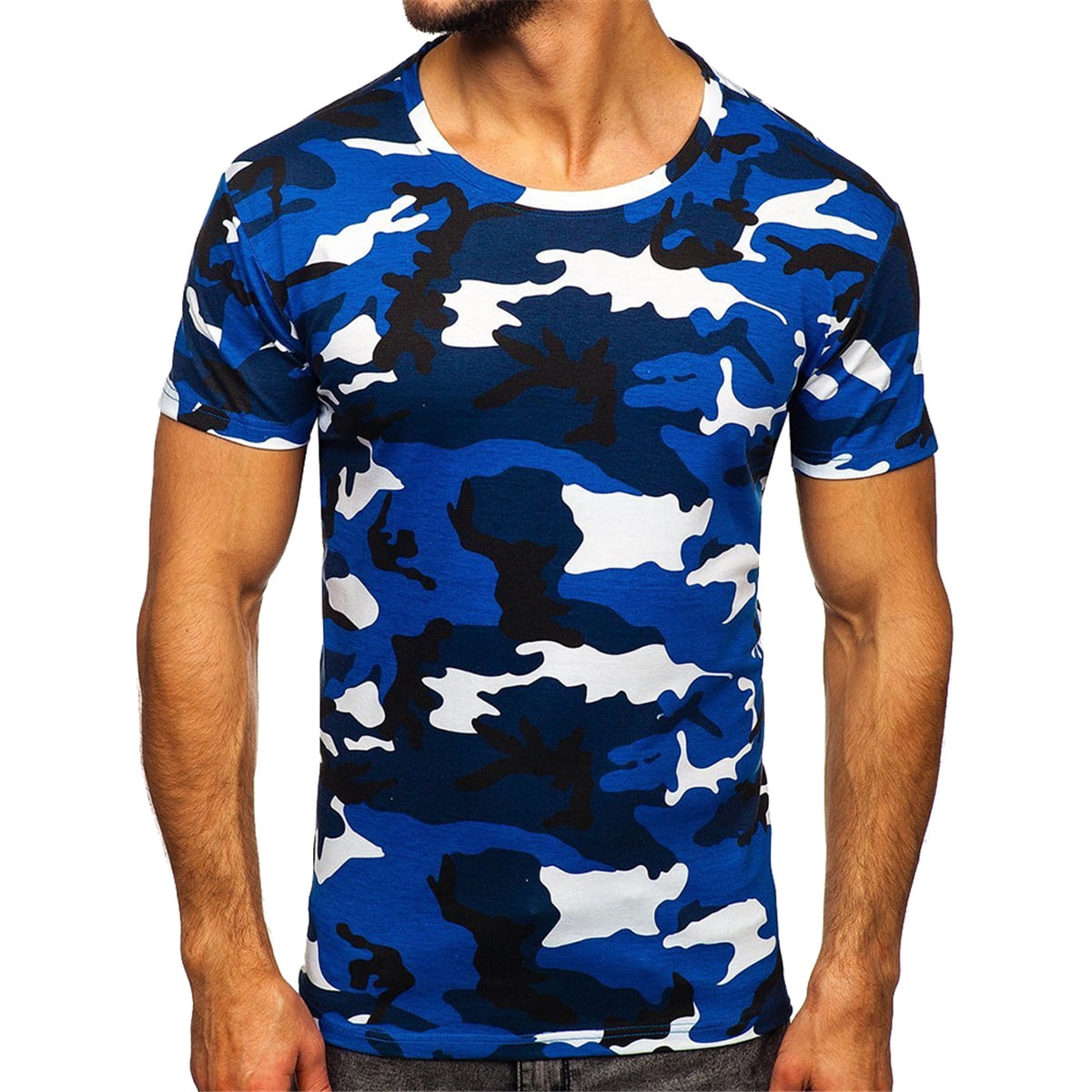 Dellytop Mens Camouflage Short Sleeve Crewneck T Shirts