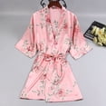 thumbnail image 3 of Camisón de seda artificial sexy para mujer, bata de baño tipo kimono con cordones y estampado tentador de estilo coreano de seda helada de verano, 3 of 6