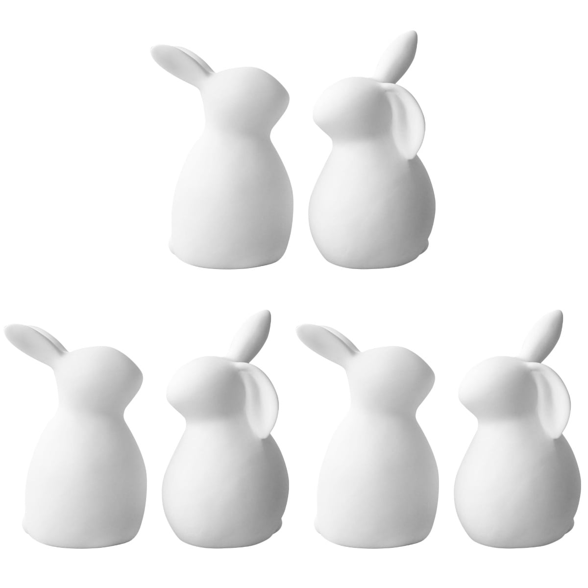 HOMEMAXS 6 pcs Couple Ceramic Rabbit Statues Desktop Decorations Small