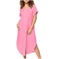 thumbnail image 1 of Sexy Vestido Largo, Suelto Casual Botón de Color Sólido de Longitud Media para la Moda, la Fiesta, la Boda Y el Uso Casual, 1 of 6