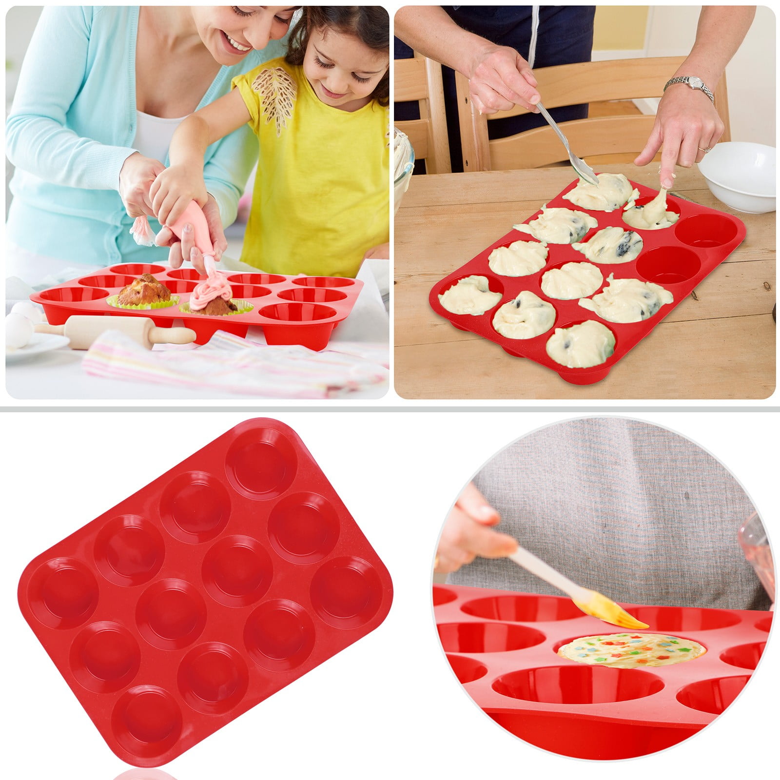 Ceramic Bakeware Kitchen Cookware Cupcake Pans Baking Sheet Red Flower–  Qolture