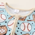 thumbnail image 5 of Girls Romper Baby Girls Summer Baseball Themed Print Short Sleeve Romper One Piece Pajama Breathable Soft Toddler Romper Blue 12 Months-18 Months, 5 of 7