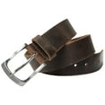 thumbnail image 4 of Urbanite Distressed Brown Leather Belt by Nickel Zero® - Casual Men's Belt, 4 of 8