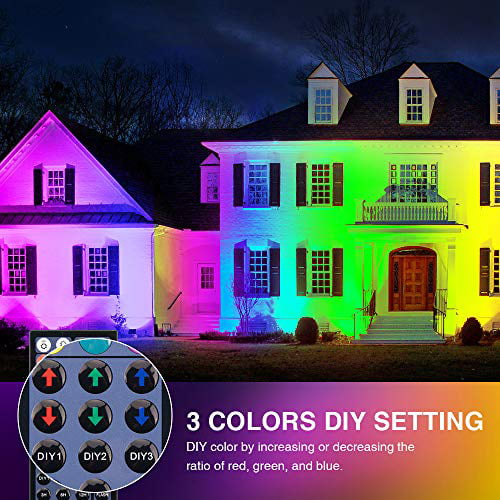 Outdoor Colour Changing Garden Stage Landscape Lighting IP66 Waterproof Dimmable Decorative Coloured Flood Light 16 Colours 4 Modes Onforu 4 Pack 20W LED RGB Floodlights with Remote Control