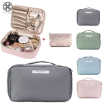 Luxtrada Cosmetic Bags and Organizers Portable Multifunction Travel Cosmetic Bag Makeup Case Pouch Toiletry Organizer Case Carry Tote with Inner Pouch (Gray)