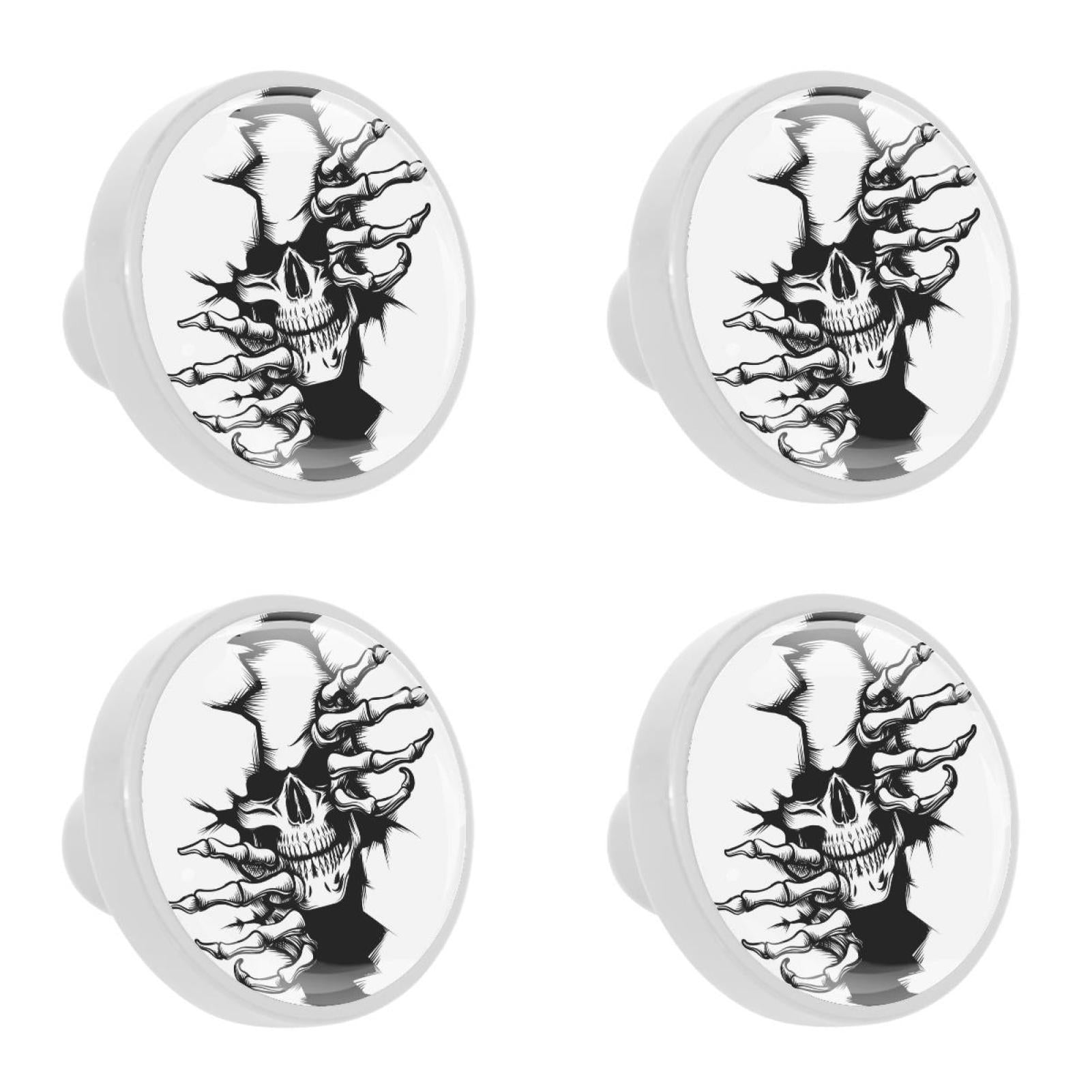 Ownta 4Pcs Kitchen Knob Round Horrific Skull Knobs Closet