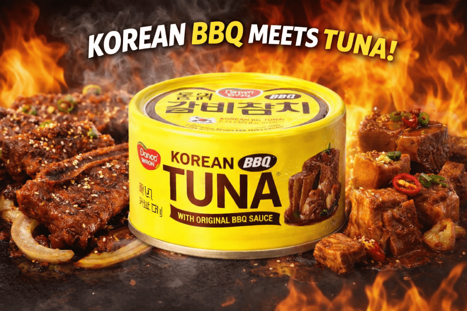 Dongwon Korean BBQ Tuna 3-Pack (135g Each) – Sweet & Savory Ready-to-Eat Canned Tuna for Rice Bowls & Quick Meals