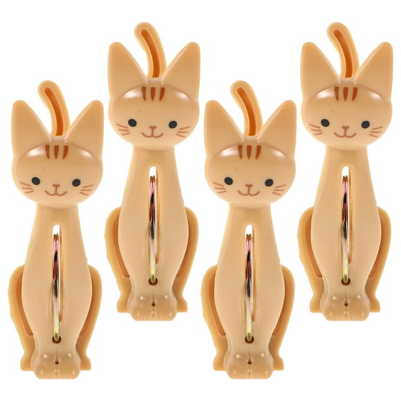 4 pinzas de plástico con forma de gato para bolsas de comida, resistentes al viento, para cocina y oficina