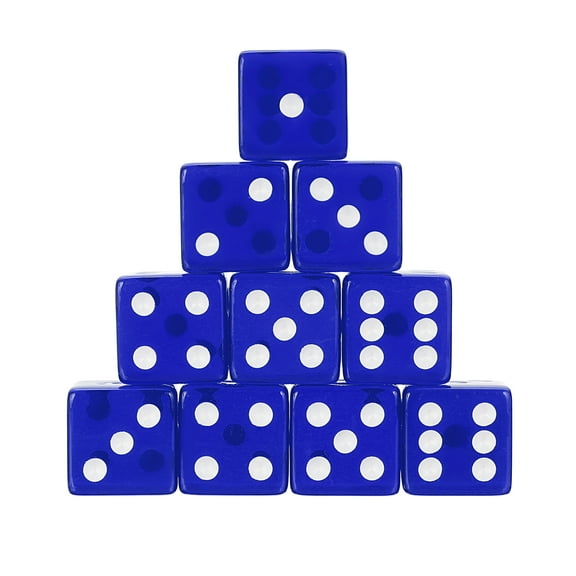 36Pack 19mm/0.75" Acrylic Translucent Rounded Edge D6 Dice, Blue