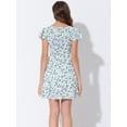 thumbnail image 4 of INSPIRE CHIC Women's Square Neck Ruffled Sleeve Pleated Front Printed Dress Blue XL, 4 of 5